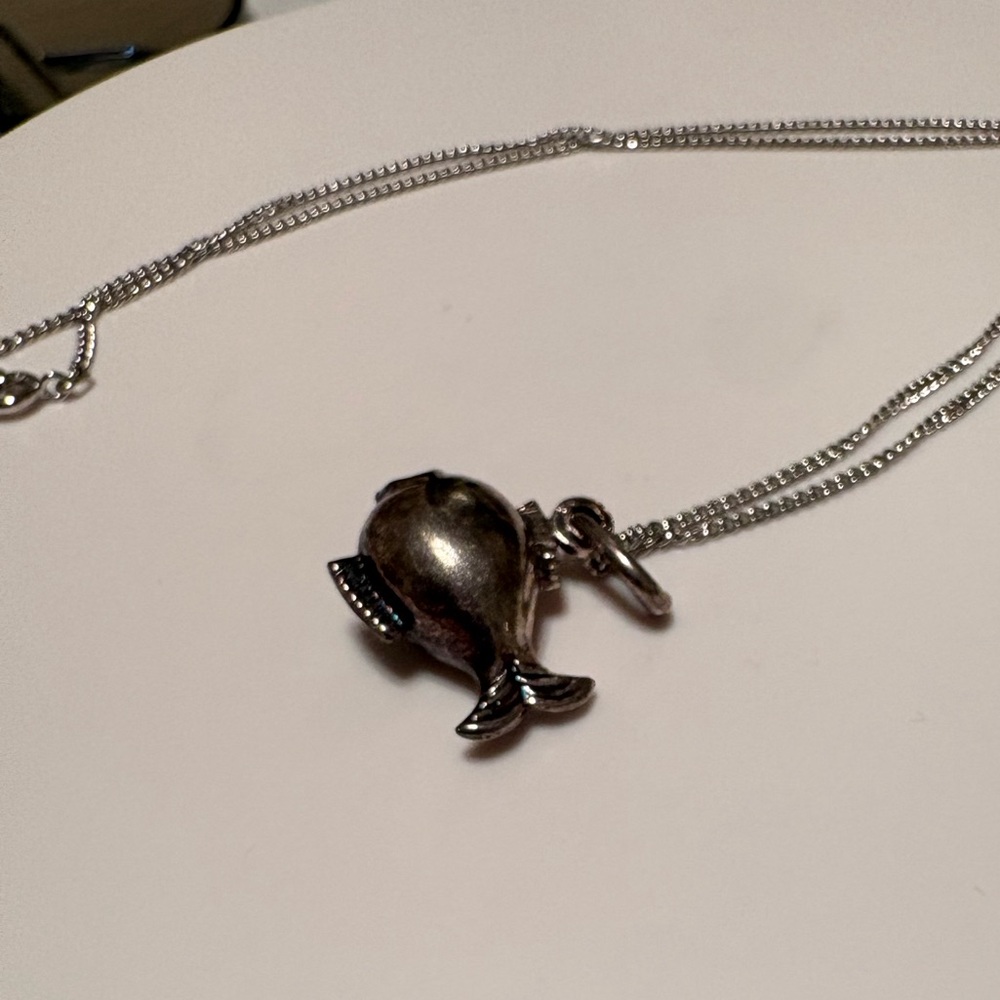 925 Silver Puffer Fish & 16” Necklace Marked Made In Italy & 925 Charming 3D